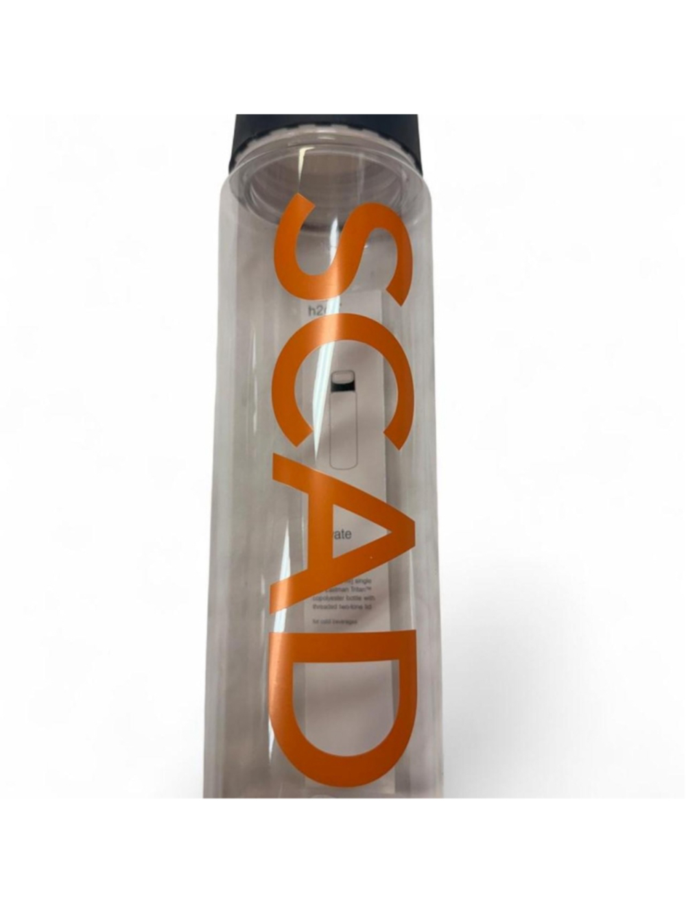 SCAD water bottle with orange 'SCAD' text #scad #college